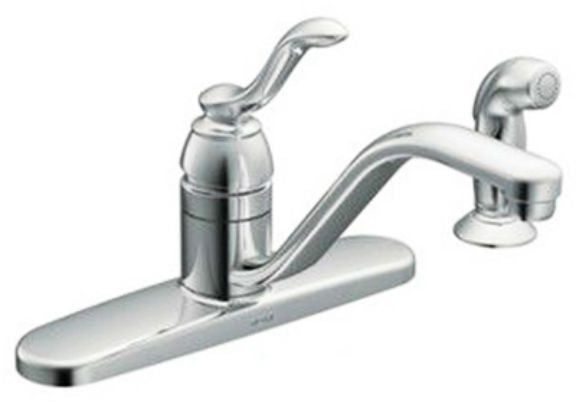 Moen CA87528 Banbury One-Handle Low Arc Kitchen Faucet w/ Side Spray, Chrome
