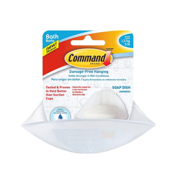 Command™ BATH14-ES Bath Soap Dish with Water-Resistant Strips, Frosted