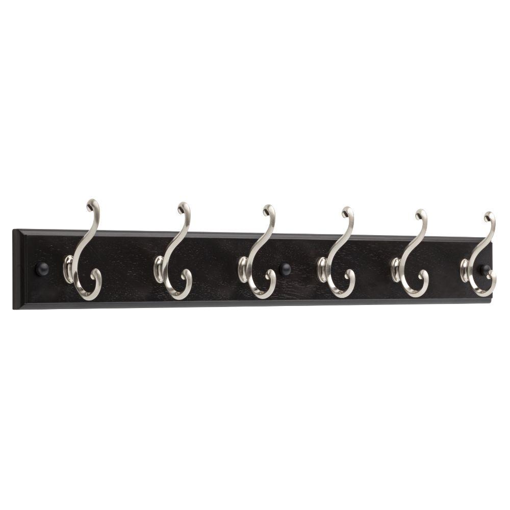 Liberty 139640 Coat & Hat 6-Scroll Hooks Rack, 27", Black/Satin Nickel