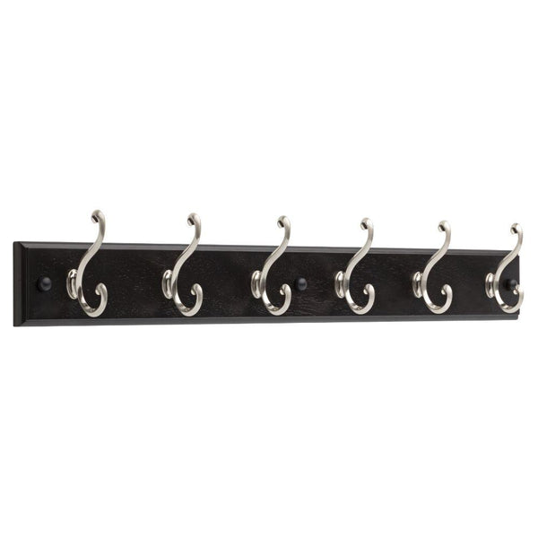 Liberty 139640 Coat & Hat 6-Scroll Hooks Rack, 27", Black/Satin Nickel