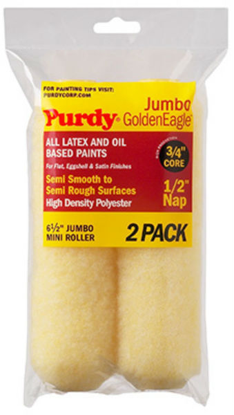 Purdy® 140626023 Golden Eagle™ Jumbo Mini Roller Cover, 6-1/2", 1/2" Nap, 2-Pack