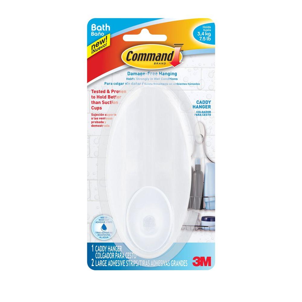 Command™ BATH19-ES Caddy Hanger with 2 Large Water Resistant Strips, Frosted