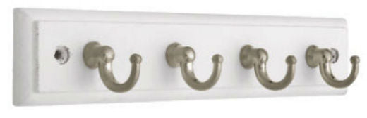 Liberty 139630 Key Rail with 4 Hooks, Flat White & Satin Nickel