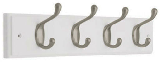 Liberty 160334 Essential 4-Hook Rail, 18", Flat White & Satin Nickel