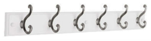 Liberty 139639 Hook Rail with 6-Scroll Hooks, 27", Flat White & Satin Nickel