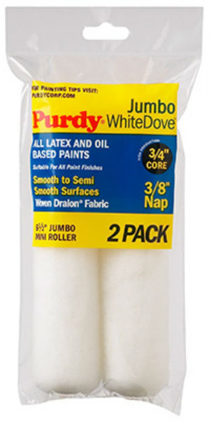 Purdy® 140626012 White Dove Jumbo Mini Roller Cover, 6.5" x 3/8", 2-Pack