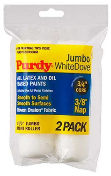 Purdy® 140624012 White Dove Jumbo Mini Roller Cover, 4.5" x 3/8", 2-Pack