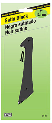 Hy-Ko BK-40/1 Zinc House Number 1 Sign, 4", Satin Black Finish