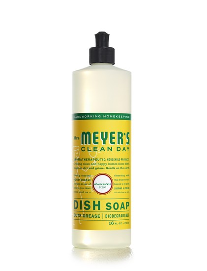 Mrs. Meyer's Clean Day 17423 Liquid Dish Soap, 16 Oz, Honeysuckle Scent
