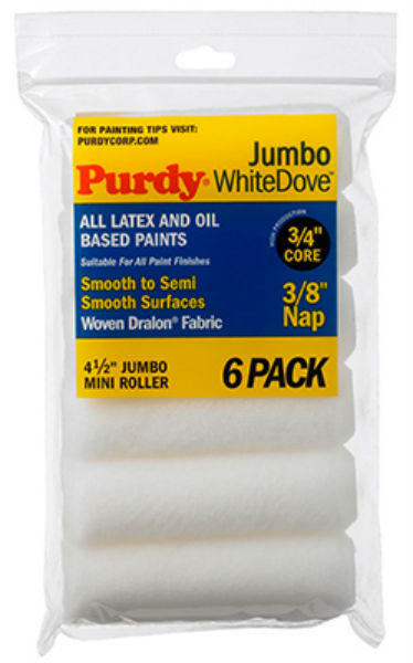 Purdy® 140624612 White Dove Jumbo Mini Roller Cover, 4.5" x 3/8", 6-Pack
