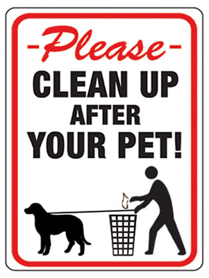 Hy-Ko 20617 Clean Up After Your Pet Sign, 8.5" x 12"