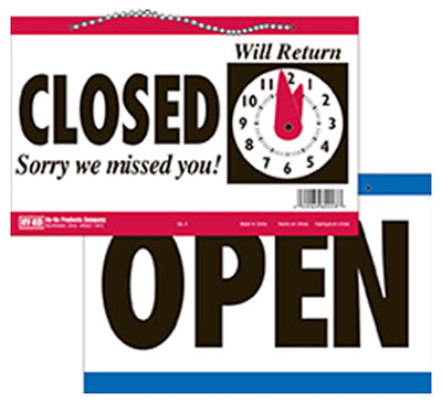 Hy-Ko CL-1 Open/Closed Clock Sign, 5-3/4" x 11.25"