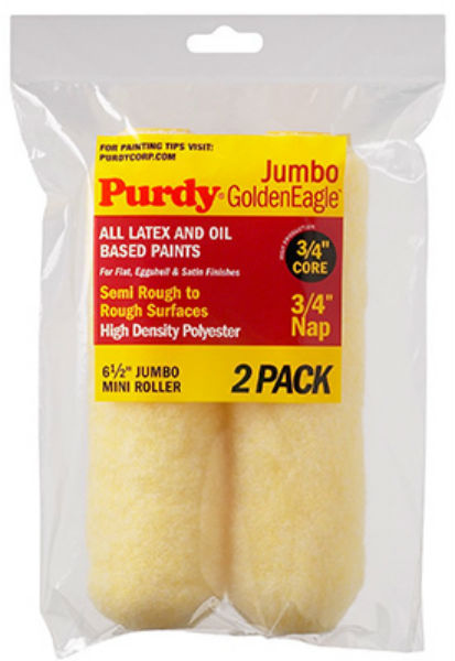 Purdy® 140626024 Golden Eagle™ Jumbo Mini Roller Cover, 6-1/2", 3/4" Nap, 2-Pack