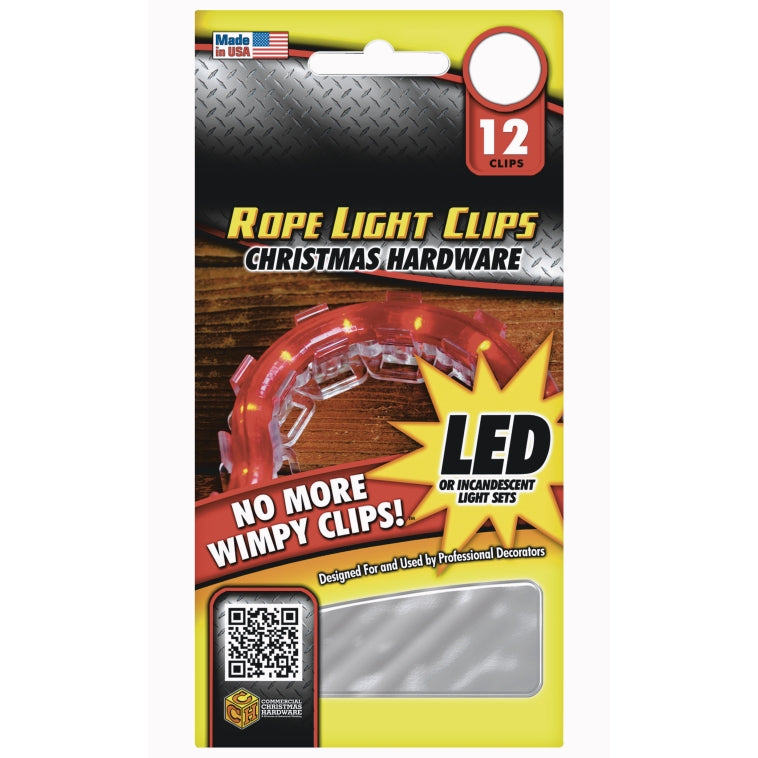 Commercial Christmas 4860-99-5635 Rope Light Clip w/ Adhesive Backing, 12-Count