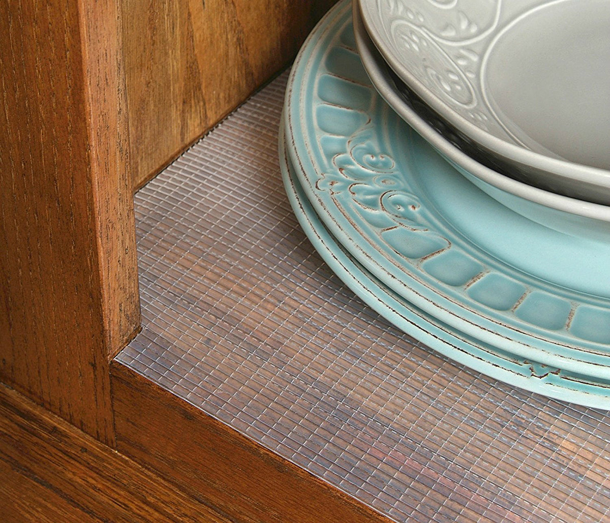 Con-Tact® Brand 04F-CZ8S01-06 Zip-N-Fit™ Taupe Shelf Liner, 18" x 4', Clear