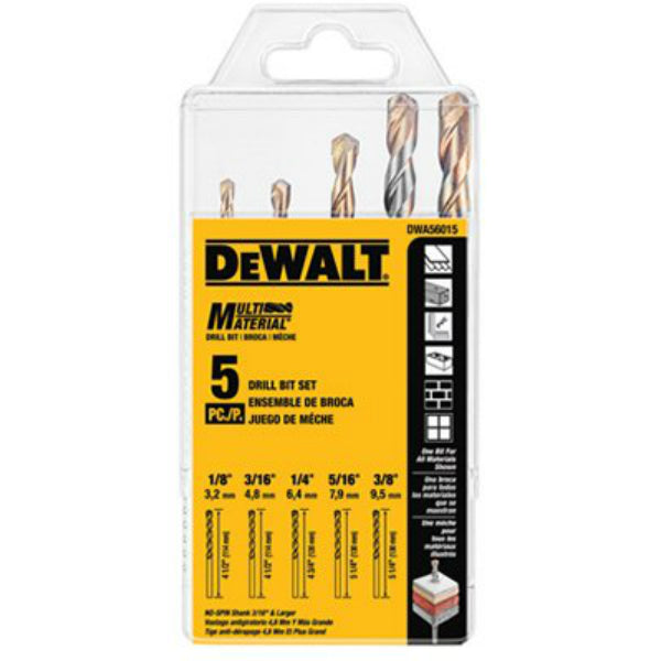 DeWalt® DWA56015 Multi Material Drill Bit, 5-Piece