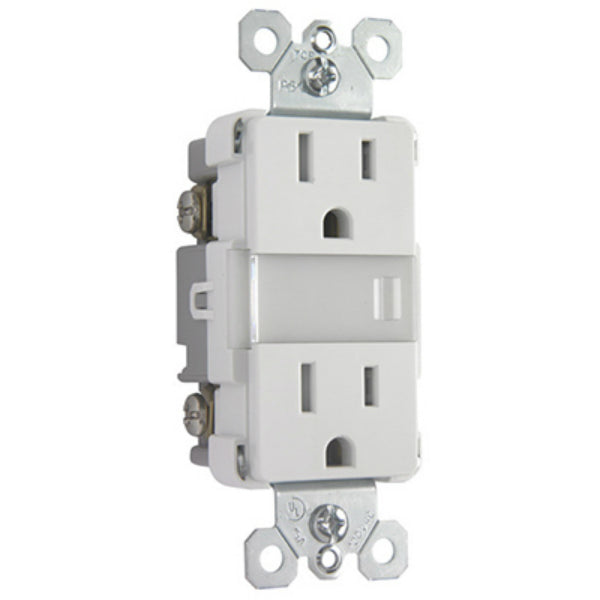 Pass & Seymour Decorator Combination Nightlight/Double Receptacle, 15A, White