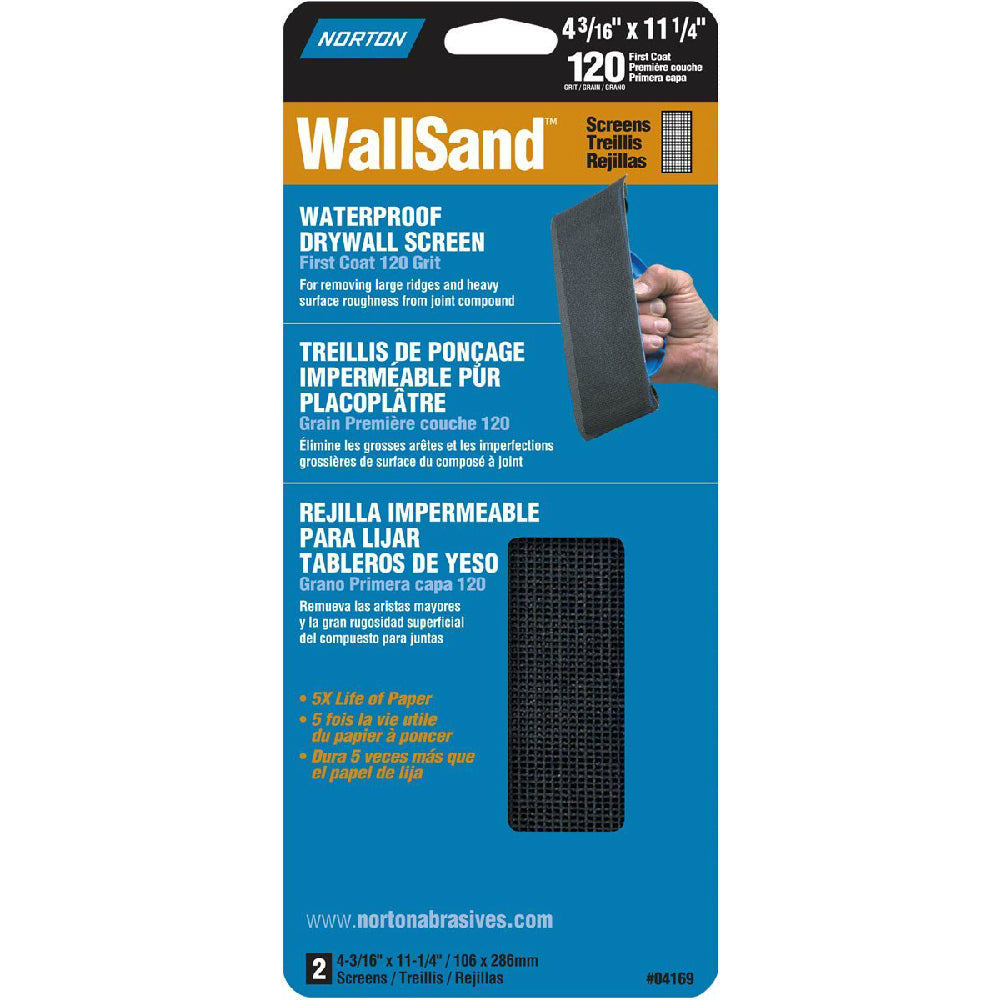 Norton® 07660702529 Drywall Screen Sanding Sheets, 120 First Coat Grit, 2-Pack