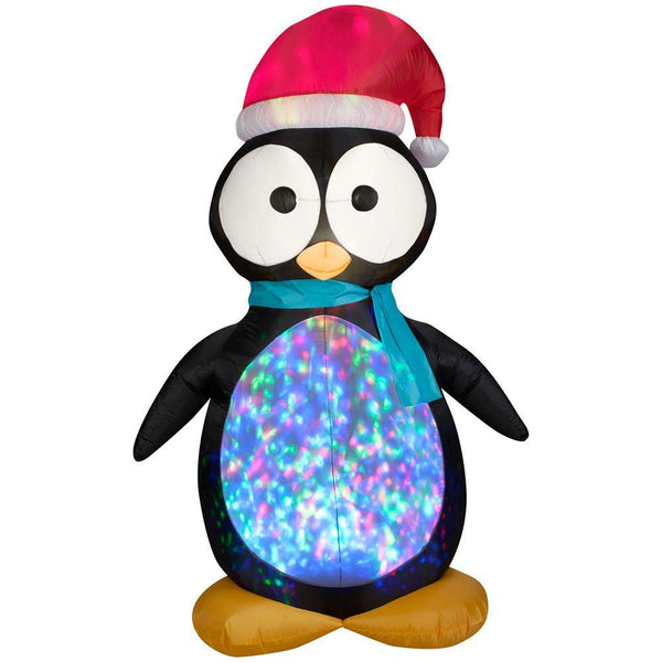 Gemmy 87752 AirBlown® Lights-Up Kaleidoscope Penguin Christmas Decor, 7.5'