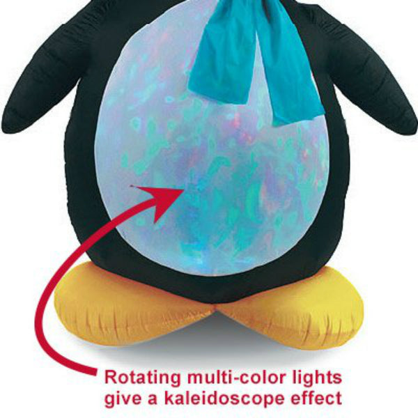 Gemmy 87752 AirBlown® Lights-Up Kaleidoscope Penguin Christmas Decor, 7.5'