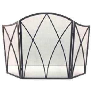 Panacea™ 15193 Gothic Style 3-Panel Fireplace Screen, 32" x 48", Eggshell Black