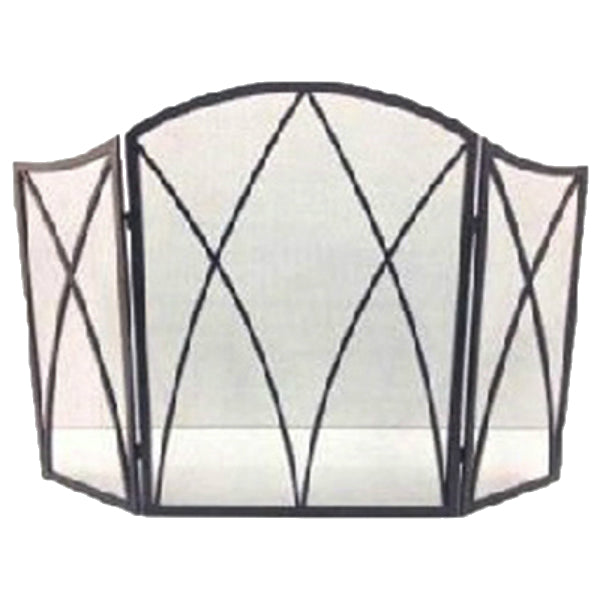Panacea™ 15193 Gothic Style 3-Panel Fireplace Screen, 32" x 48", Eggshell Black