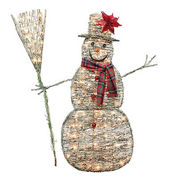 Sylvania V53138-88 Christmas Frosted Grapevine Snowman w/ 100 Clear Lights, 48"