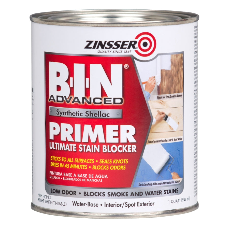 Zinsser 271009 B-I-N Advanced Synthetic Shellac Primer Sealer, White, 1-Qt