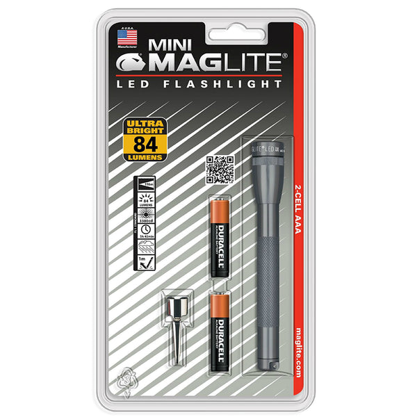 Maglite SP32096 LED Mini Flashlight, 2 "AAA", Gray