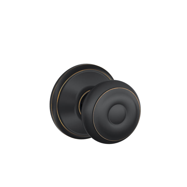 Schlage  F10 GEO 716 Georgian Design Passage Knob Lockset, Aged Bronze