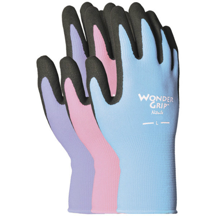 Wonder Grip® WG1850ACS Nearly Naked® Nitrile Palm Garden Gloves, Small, Assorted