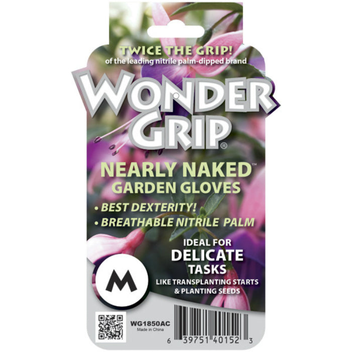 Wonder Grip® WG1850ACS Nearly Naked® Nitrile Palm Garden Gloves, Small, Assorted