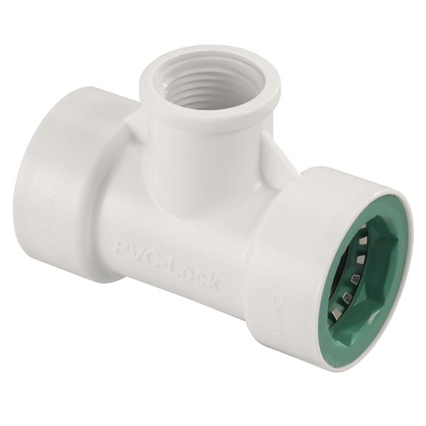 Orbit® 34772 Push-on-Fitting PVC-Lock Tee, 3/4" x 1/2" FPT