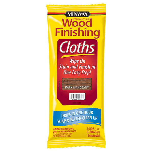 Minwax® 308240000 Pre-Moistened Wood Finishing Cloths, Dark Mahogany
