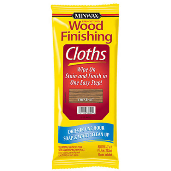 Minwax® 308220000 Pre-Moistened Wood Finishing Cloths, Chestnut
