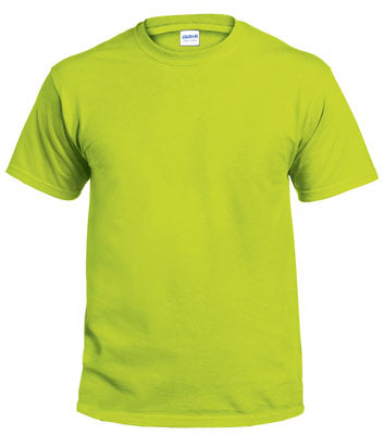 Gildan G2000-XXL Adult Short Sleeve Non-Pocket Tee Shirt, XXL, Safety Green
