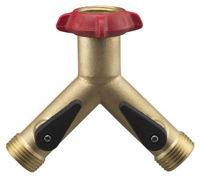 Nelson 50545 Dual Outlet, Industrial Hose Y-Connector, Brass