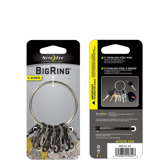 Nite Ize® BRG-M1-R3 BigRing Key Holder, Stainless Steel