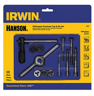 Irwin Tools 24605 Hanson®  All Purpose Fractional Tap & Hex Die Set, 12-Piece