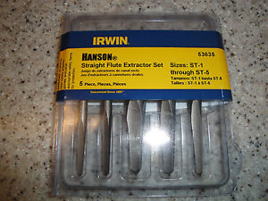 Irwin Tools 53635 Hanson® Straight Flute Screw Extractor Set, 5-Piece