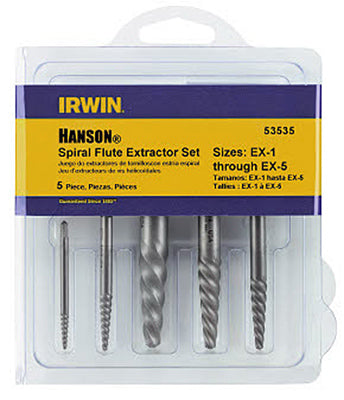 Irwin Tools 53535 Hanson® Spiral Flute Screw Extractor Set, 5-Piece