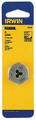 Irwin Tools 9318 Hanson® Hexagon Machine Screw Die, 6 - 32 NC, 1"