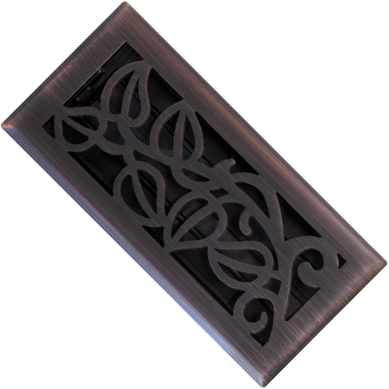 Imperial RG3280 Vine Design Steel Floor Register, Oil Rubbed Bronze, 4" x 12"