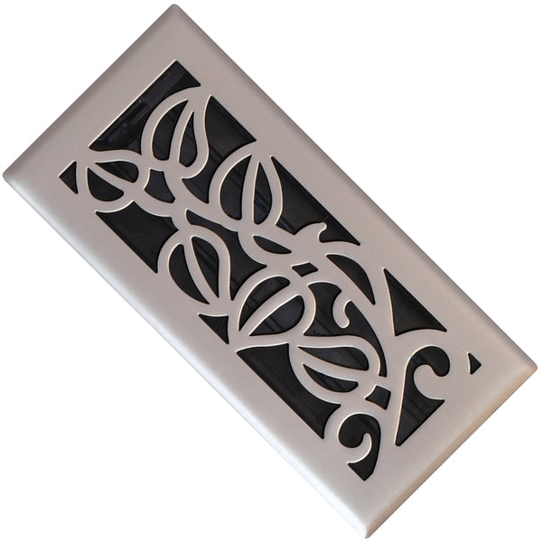 Imperial RG3276 Vine Design Steel Floor Register, Satin Nickel, 4" x 12"