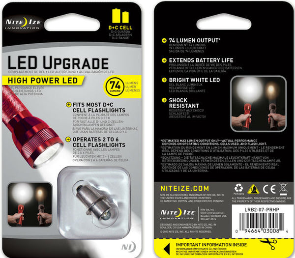 Nite Ize® LRB2-07-PRHP High Power LED Upgrade Kit for Most "C" or "D" Cell Flashlights