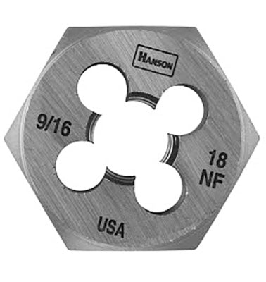 Irwin Tools 6849 Hanson® 9/16"-18 NF Hexagon Fractional Die, 1-7/16"