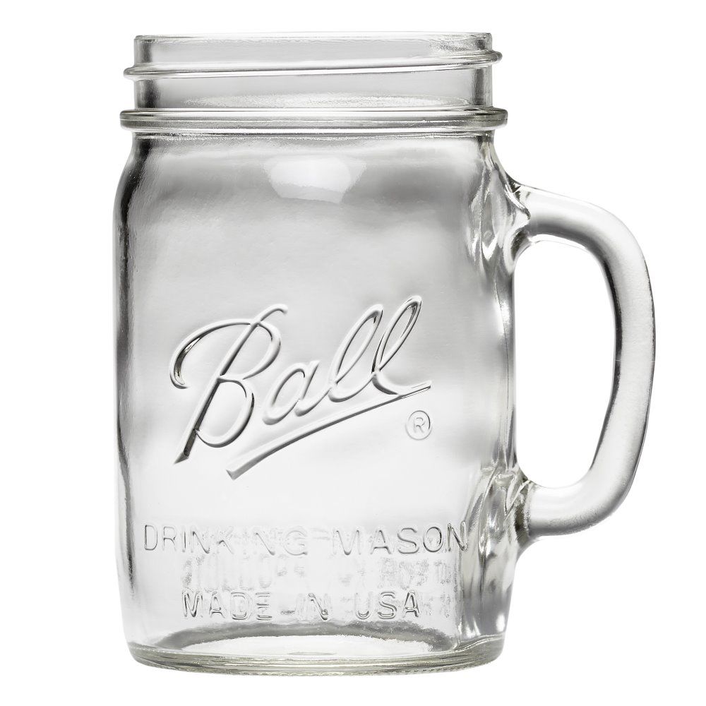 Ball 1440016010 Wide Mouth Glass Drinking Mason Jar, Clear, 24 Oz