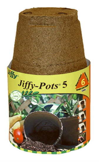 Jiffy® JP508 Round Peat Pot, 5", 6-Pack