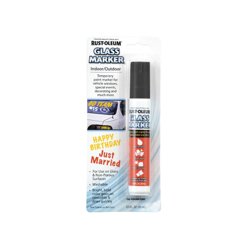 Rust-Oleum® 267868 Glass Marker Paint Pen, Black, Rain Resistant