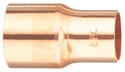 Mueller W-61019 Streamline® Wrot Copper Reducing Coupling with Stop, 3/8" x 1/4"